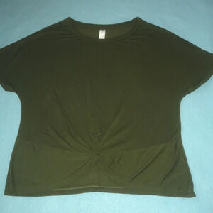 STARS ABOVE short dolman sleeve front knot army green color super soft size M